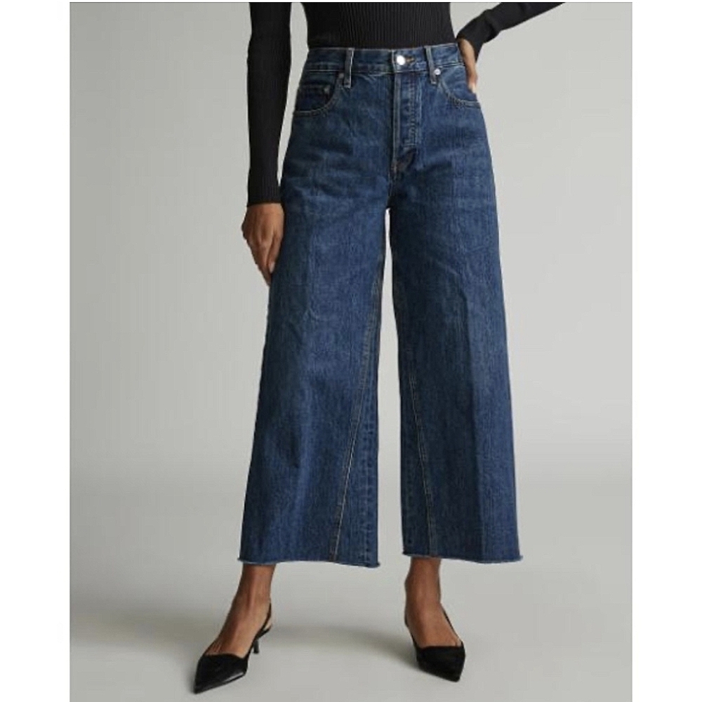 NWT EVERLANE Way High Jeans Wide Leg Crop Iznik Ink Dark Wash 31 Regular
